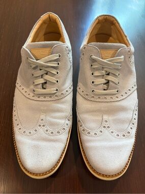 Louis Vuitton Light Gray Suede Wingtip Derby Shoes